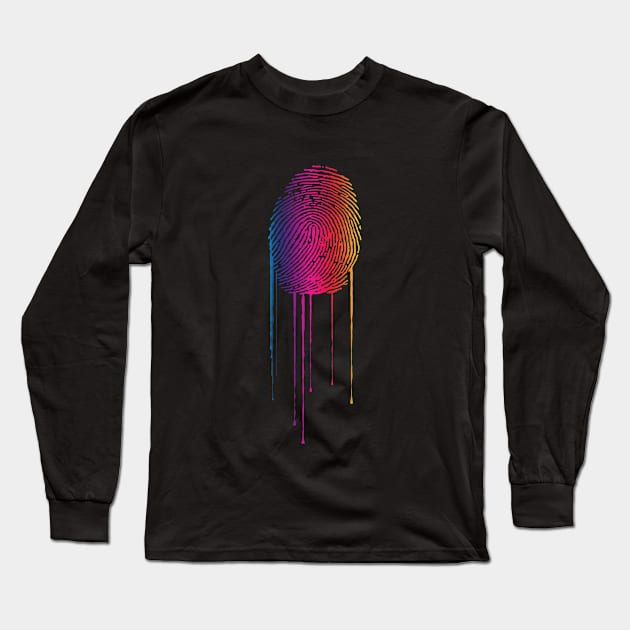 Rainbow Fingerprint Long Sleeve T-Shirt by bobyberto